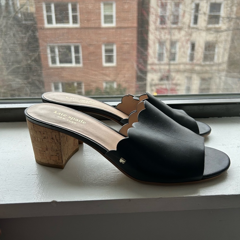 Kate Spade Black Scalloped Heels